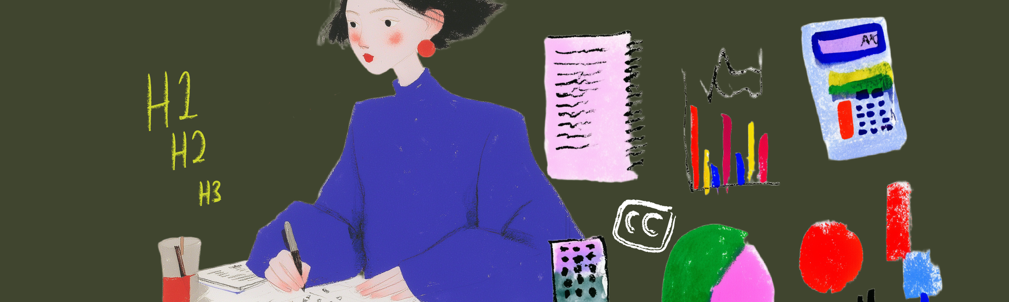 Stylized illustration of a person organizing digital content, representing accessible course design.