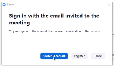 Alert to use registration email