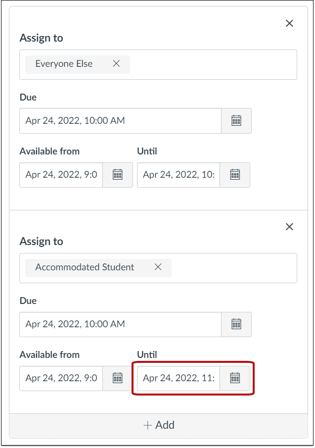 Assign to settings with new form added.