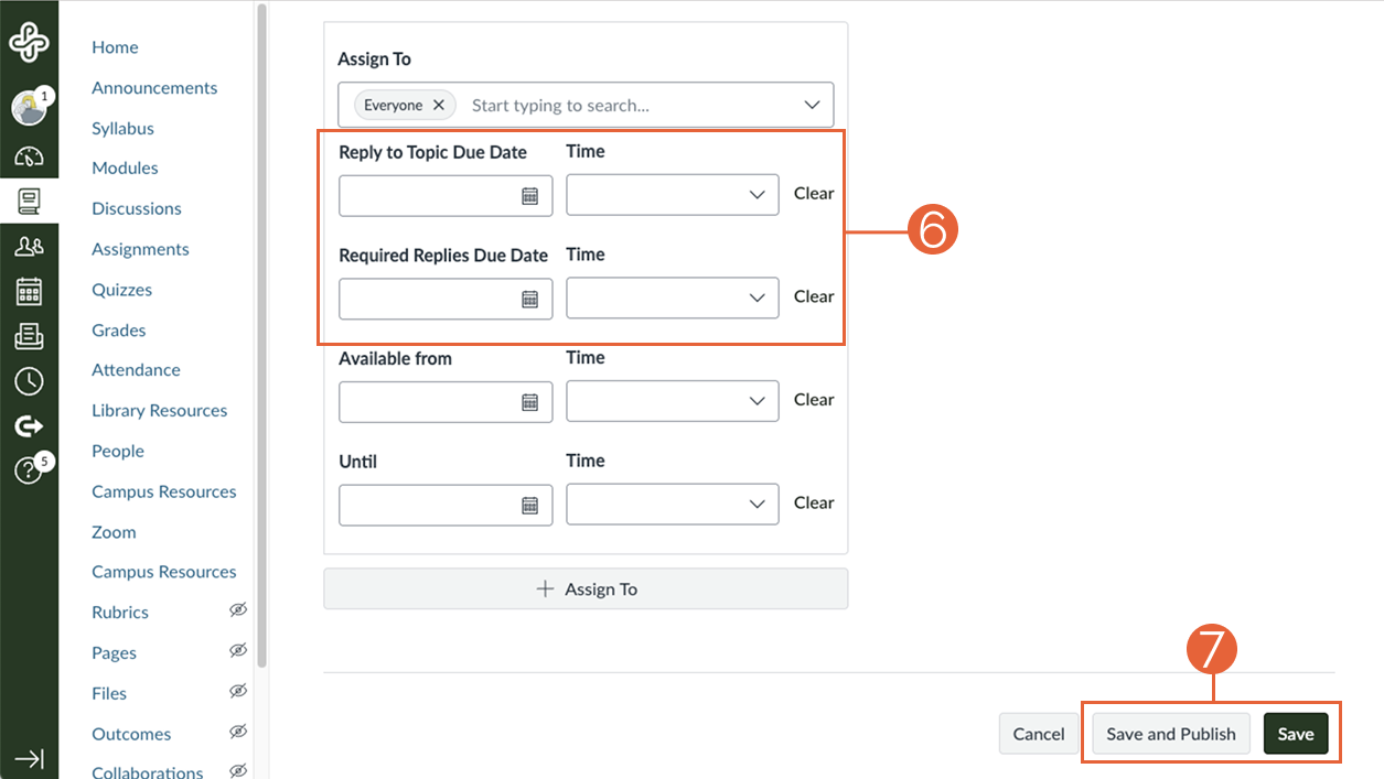 Edit discussion pane with (6) 